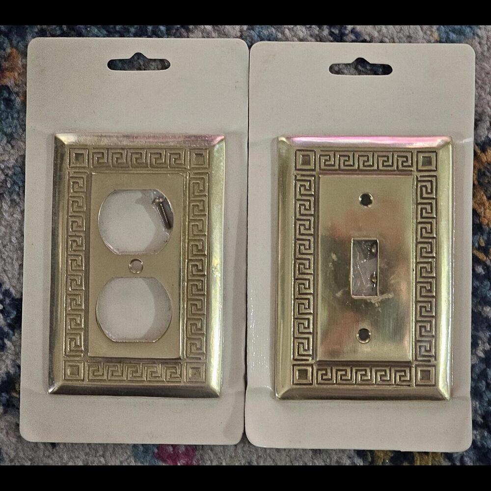 Pair Heavy Brass Style Metal Light Switch Cover Wall Plates